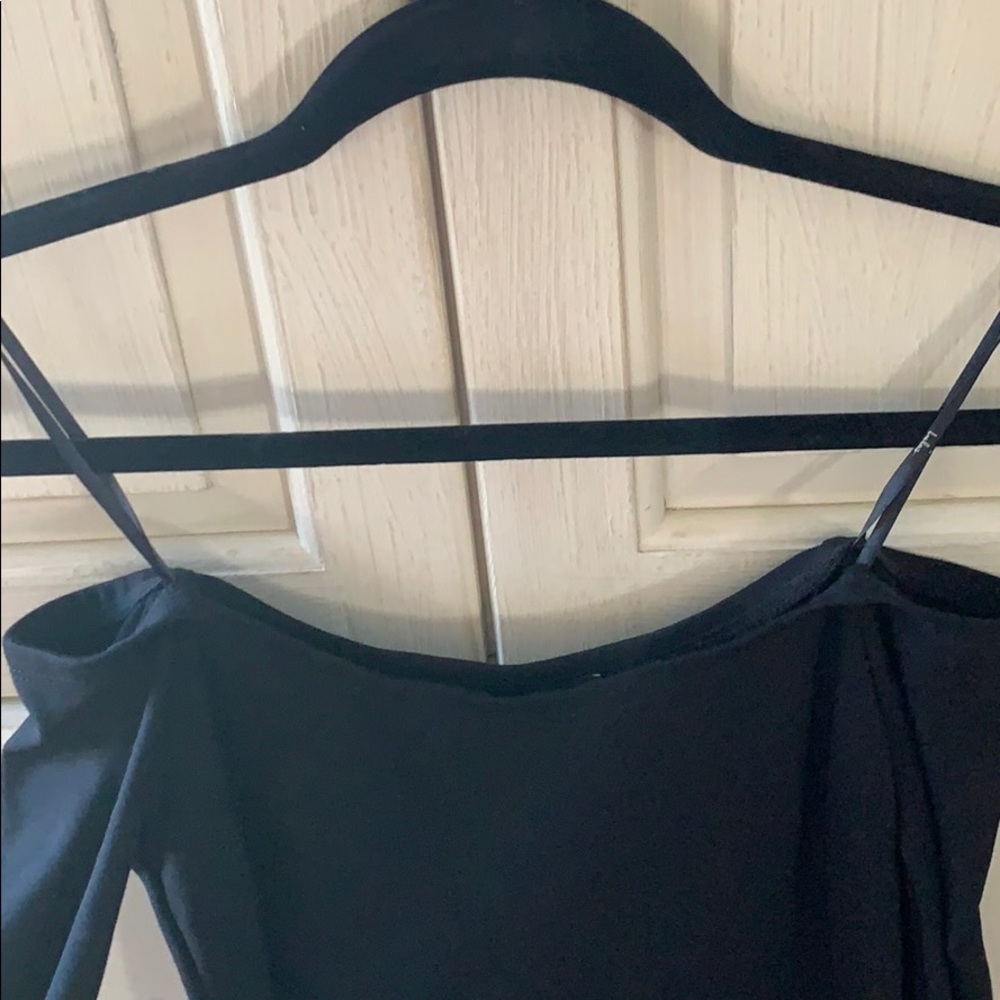 off the shoulder, black dress, mesh detail - Picture 3 of 3
